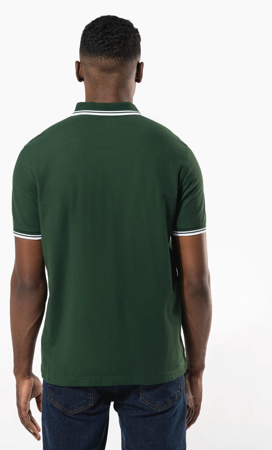 Polo homme manches courtes à liserés contrastés