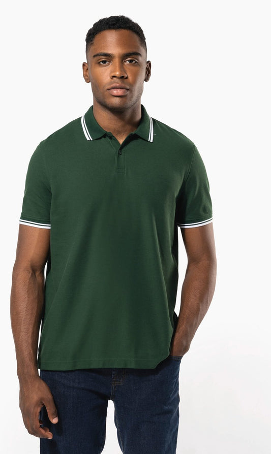 Polo homme manches courtes à liserés contrastés