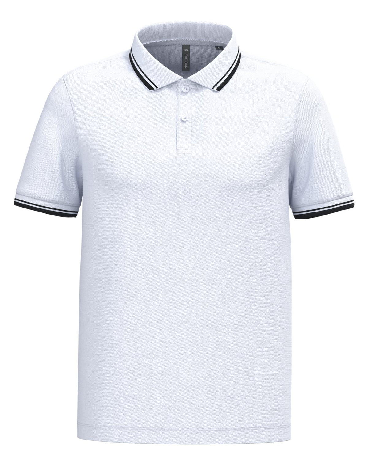 Polo homme manches courtes à liserés contrastés — coloris White / Black #Couleur_White-/-Black