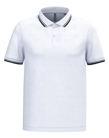Polo homme manches courtes à liserés contrastés — coloris White / Black #Couleur_White-/-Black