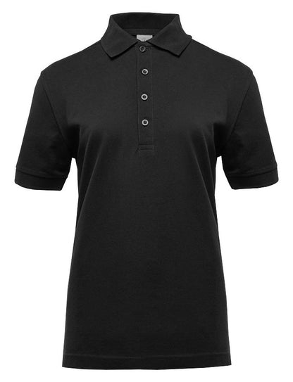 Polo manches courtes boutons contrastés femme  — coloris Black #Couleur_Black