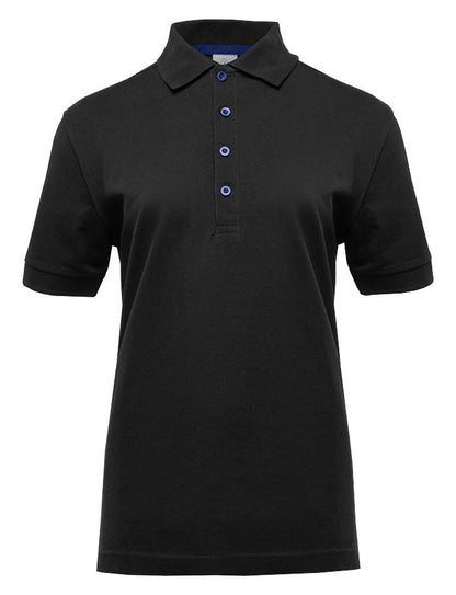 Polo manches courtes boutons contrastés femme  — coloris Black / Royal #Couleur_Black-/-Royal