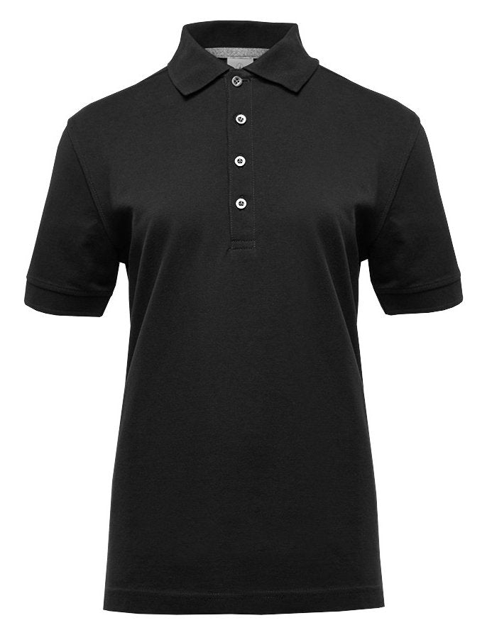 Polo manches courtes boutons contrastés femme  — coloris Black / Silver #Couleur_Black-/-Silver