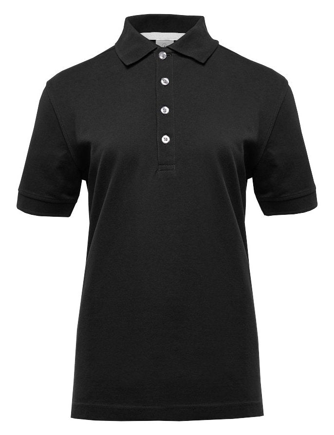 Polo manches courtes boutons contrastés femme  — coloris Black / White #Couleur_Black-/-White