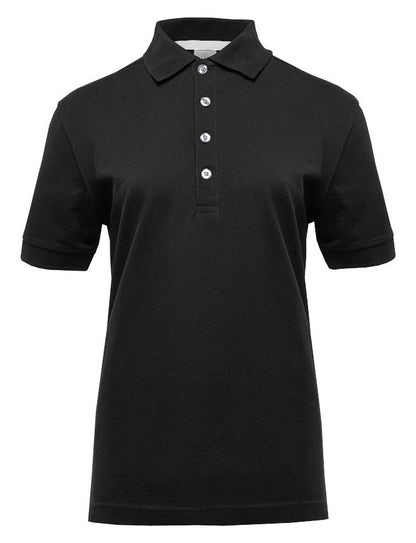 Polo manches courtes boutons contrastés femme  — coloris Black / White #Couleur_Black-/-White