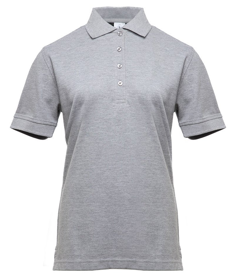 Polo manches courtes boutons contrastés femme  — coloris Heather Grey #Couleur_Heather-Grey