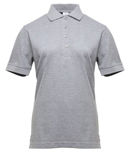 Polo manches courtes boutons contrastés femme  — coloris Heather Grey #Couleur_Heather-Grey