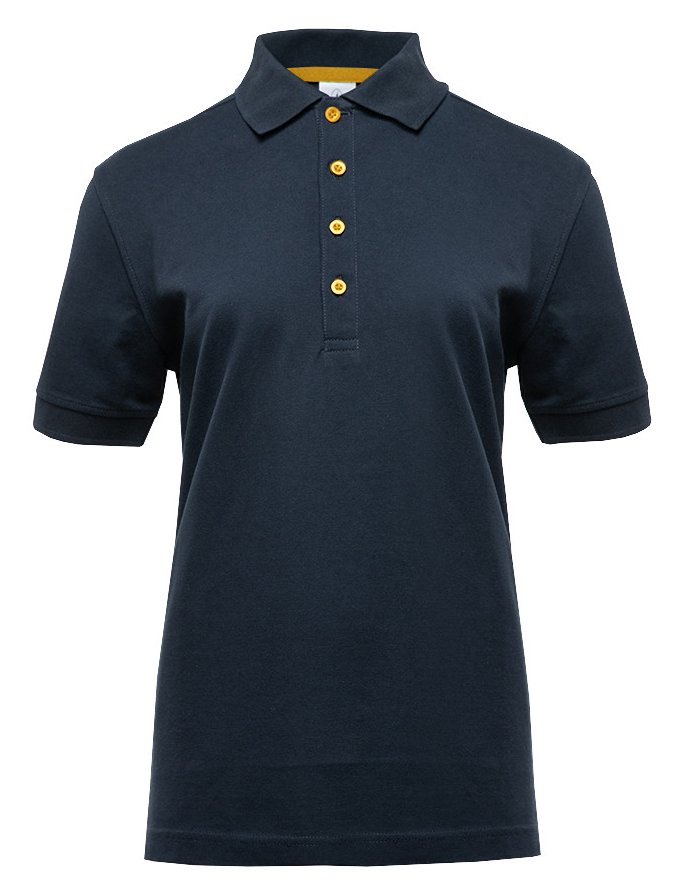 Polo manches courtes boutons contrastés femme  — coloris Navy / Gold #Couleur_Navy-/-Gold
