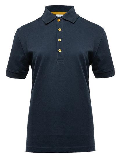 Polo manches courtes boutons contrastés femme  — coloris Navy / Gold #Couleur_Navy-/-Gold