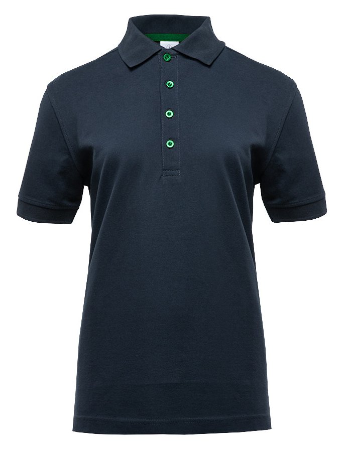 Polo manches courtes boutons contrastés femme  — coloris Navy / Kelly Green #Couleur_Navy-/-Kelly-Green