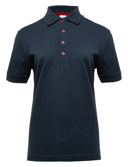 Polo manches courtes boutons contrastés femme  — coloris Navy / Red #Couleur_Navy-/-Red