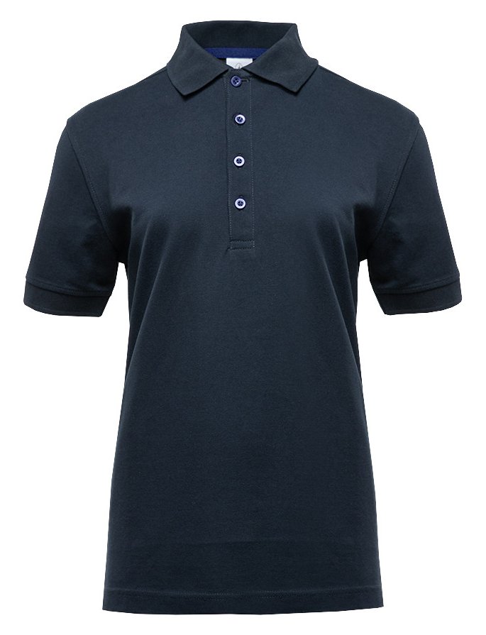 Polo manches courtes boutons contrastés femme  — coloris Navy / Royal #Couleur_Navy-/-Royal