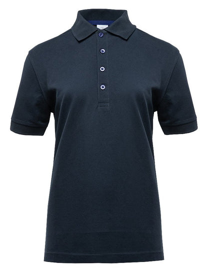 Polo manches courtes boutons contrastés femme  — coloris Navy / Royal #Couleur_Navy-/-Royal
