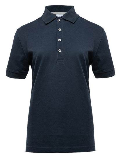 Polo manches courtes boutons contrastés femme  — coloris Navy / Silver #Couleur_Navy-/-Silver