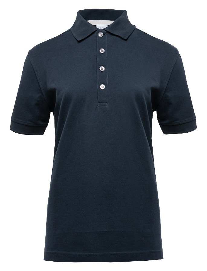 Polo manches courtes boutons contrastés femme  — coloris Navy / White #Couleur_Navy-/-White