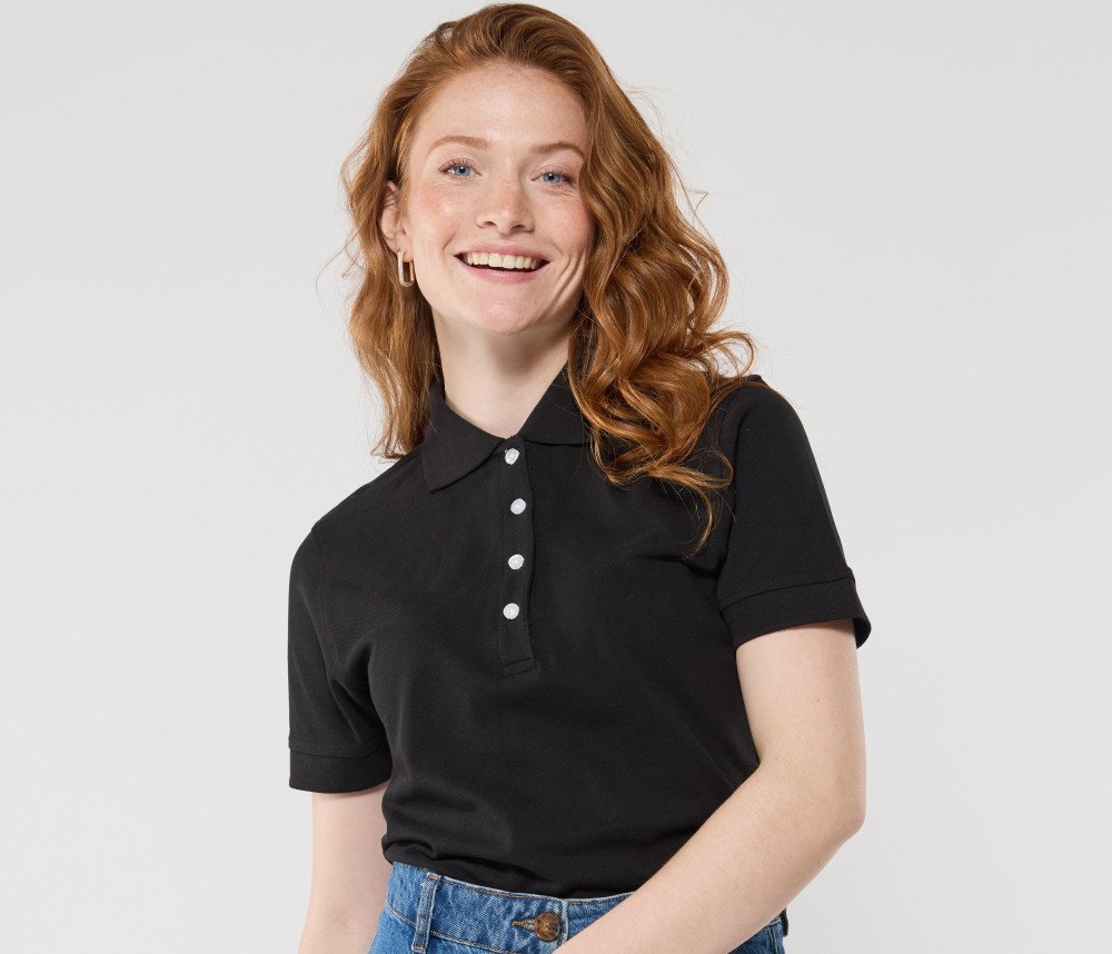 Polo manches courtes boutons contrastés femme 
