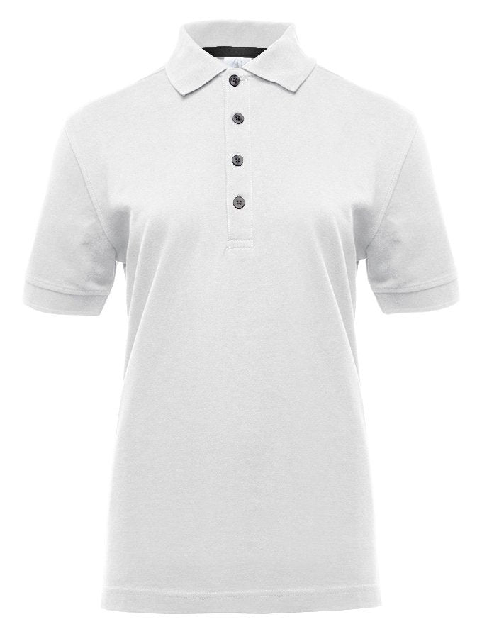 Polo manches courtes boutons contrastés femme  — coloris White / Black #Couleur_White-/-Black