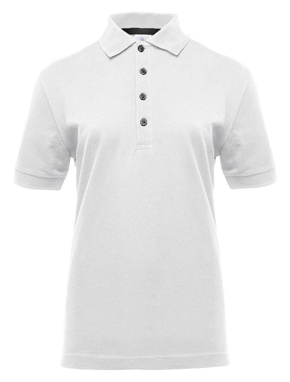 Polo manches courtes boutons contrastés femme  — coloris White / Black #Couleur_White-/-Black