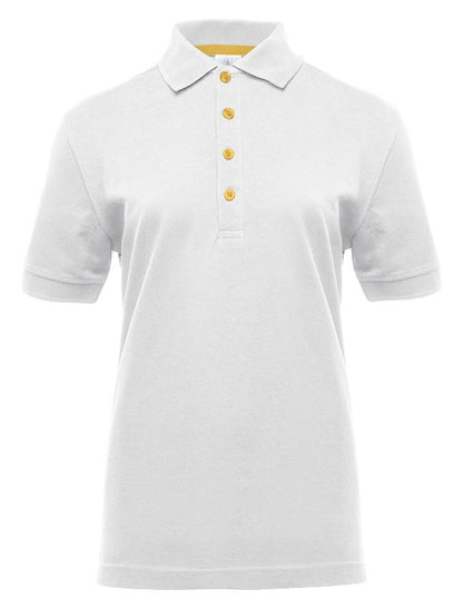 Polo manches courtes boutons contrastés femme  — coloris White / Gold #Couleur_White-/-Gold