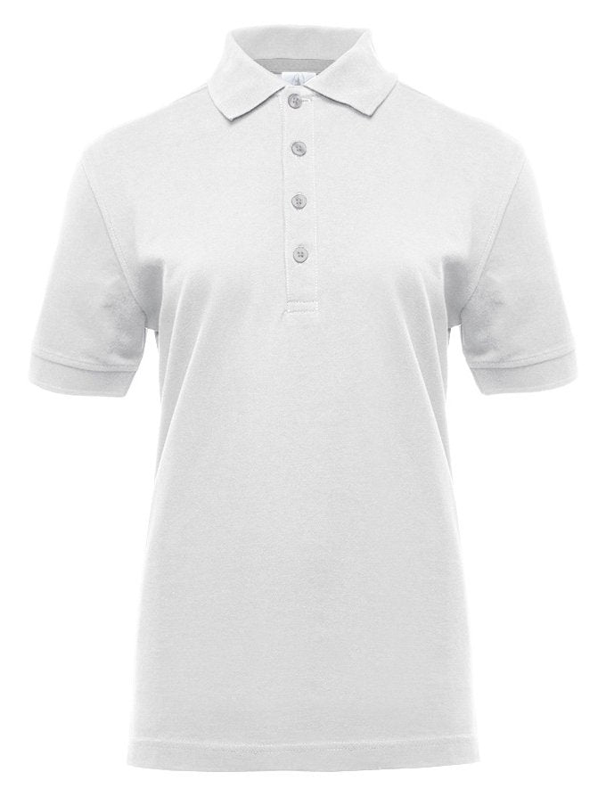 Polo manches courtes boutons contrastés femme  — coloris White / Silver #Couleur_White-/-Silver