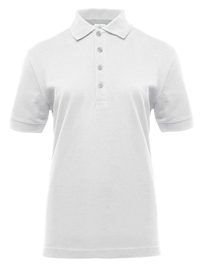 Polo manches courtes boutons contrastés femme  — coloris White / Silver #Couleur_White-/-Silver