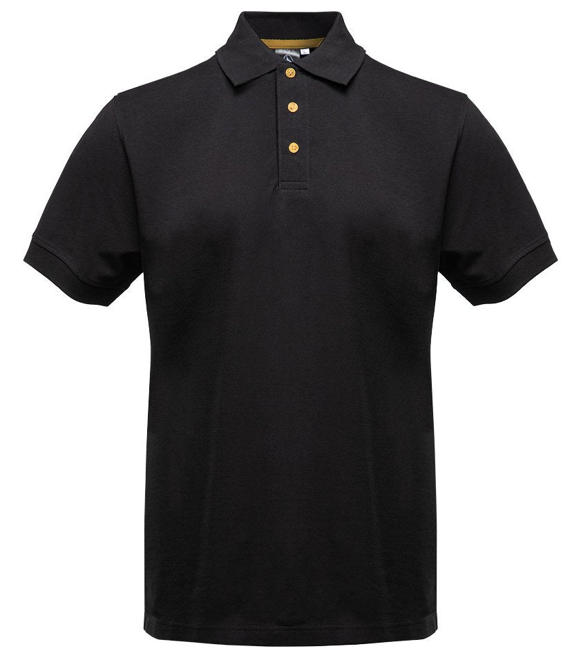 Polo manches courtes boutons contrastés homme  — coloris Black / Gold #Couleur_Black-/-Gold