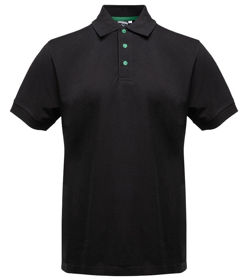 Polo manches courtes boutons contrastés homme  — coloris Black / Kelly Green #Couleur_Black-/-Kelly-Green