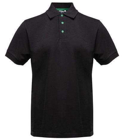 Polo manches courtes boutons contrastés homme  — coloris Black / Kelly Green #Couleur_Black-/-Kelly-Green