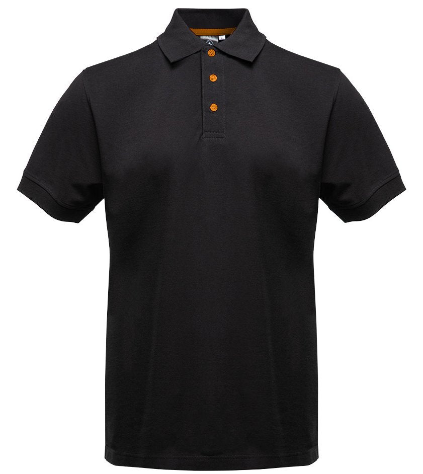 Polo manches courtes boutons contrastés homme  — coloris Black / Orange #Couleur_Black-/-Orange