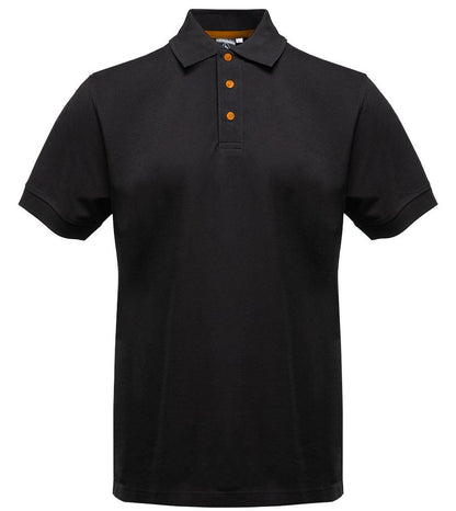Polo manches courtes boutons contrastés homme  — coloris Black / Orange #Couleur_Black-/-Orange