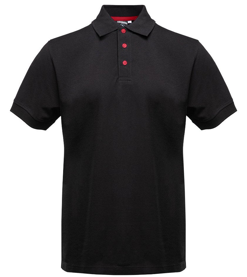 Polo manches courtes boutons contrastés homme  — coloris Black / Red #Couleur_Black-/-Red