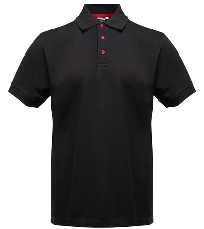 Polo manches courtes boutons contrastés homme  — coloris Black / Red #Couleur_Black-/-Red