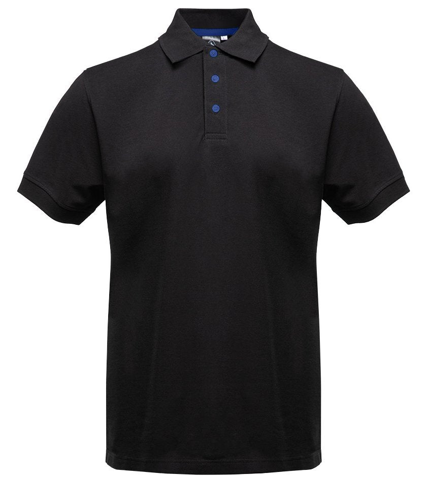 Polo manches courtes boutons contrastés homme  — coloris Black / Royal #Couleur_Black-/-Royal