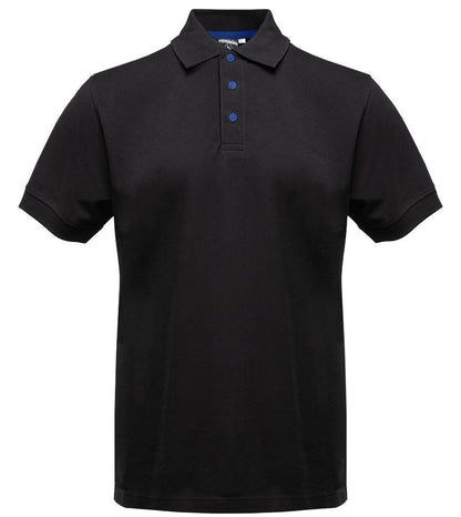 Polo manches courtes boutons contrastés homme  — coloris Black / Royal #Couleur_Black-/-Royal