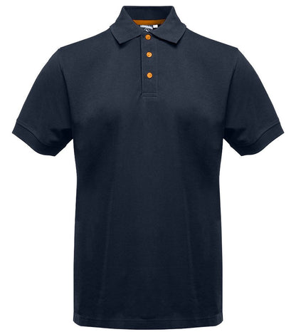Polo manches courtes boutons contrastés homme  — coloris Navy / Orange #Couleur_Navy-/-Orange