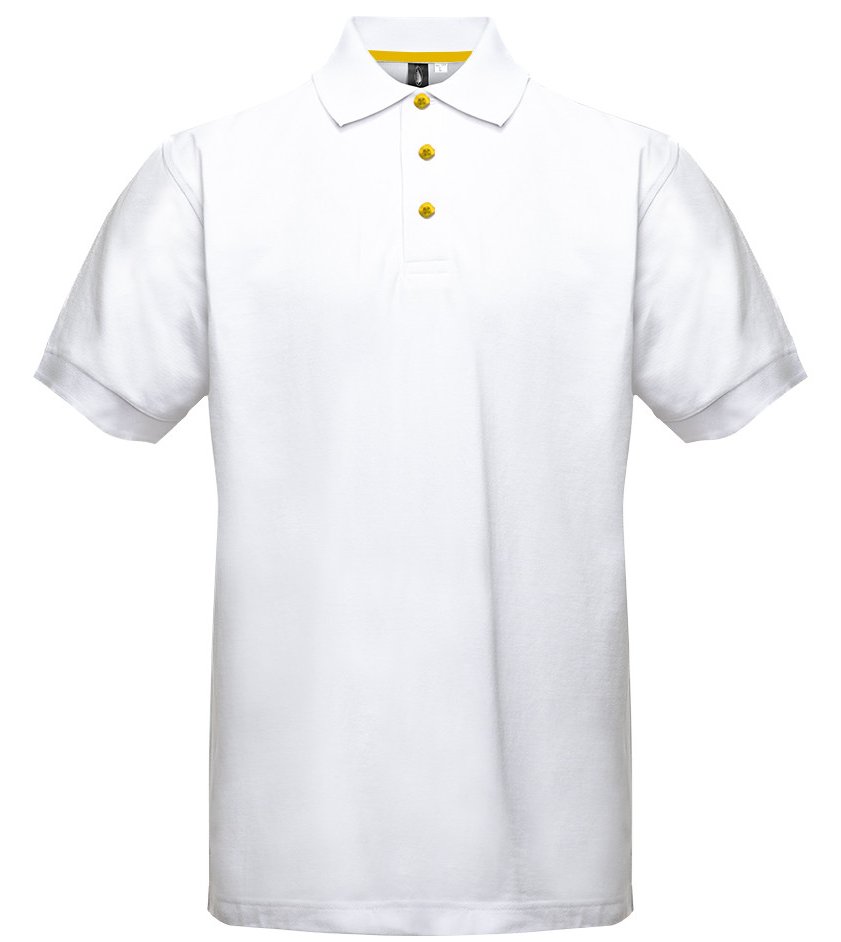 Polo manches courtes boutons contrastés homme  — coloris White / Gold #Couleur_White-/-Gold