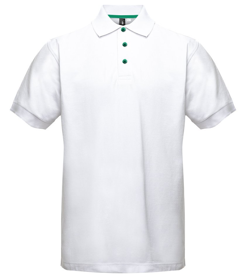 Polo manches courtes boutons contrastés homme  — coloris White / Kelly Green #Couleur_White-/-Kelly-Green