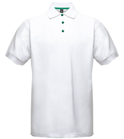 Polo manches courtes boutons contrastés homme  — coloris White / Kelly Green #Couleur_White-/-Kelly-Green