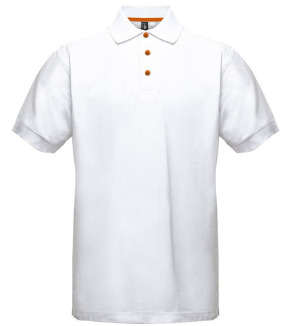 Polo manches courtes boutons contrastés homme  — coloris White / Orange #Couleur_White-/-Orange