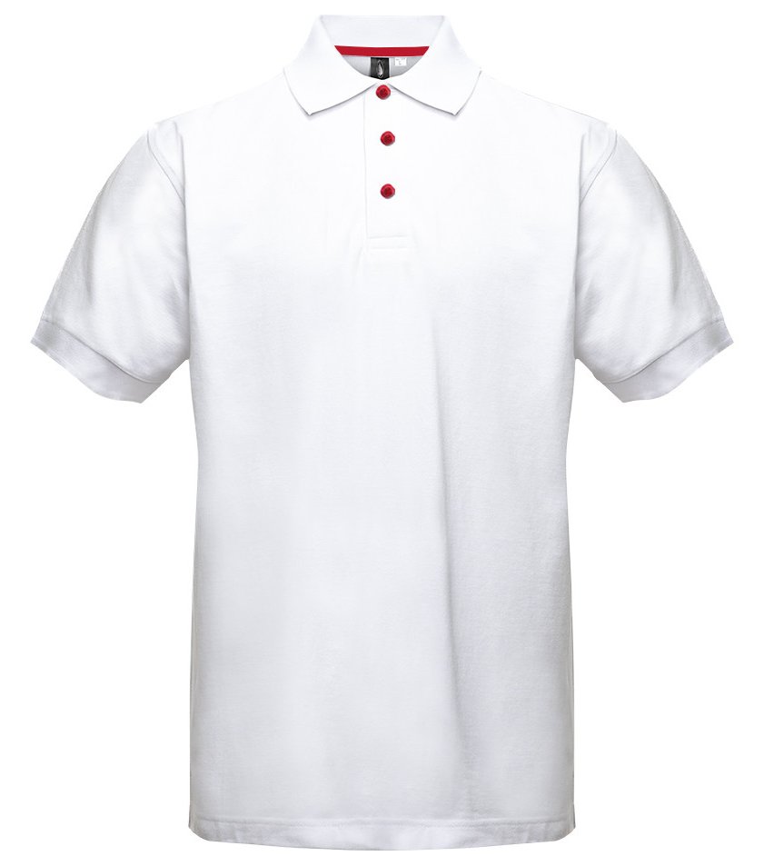 Polo manches courtes boutons contrastés homme  — coloris White / Red #Couleur_White-/-Red