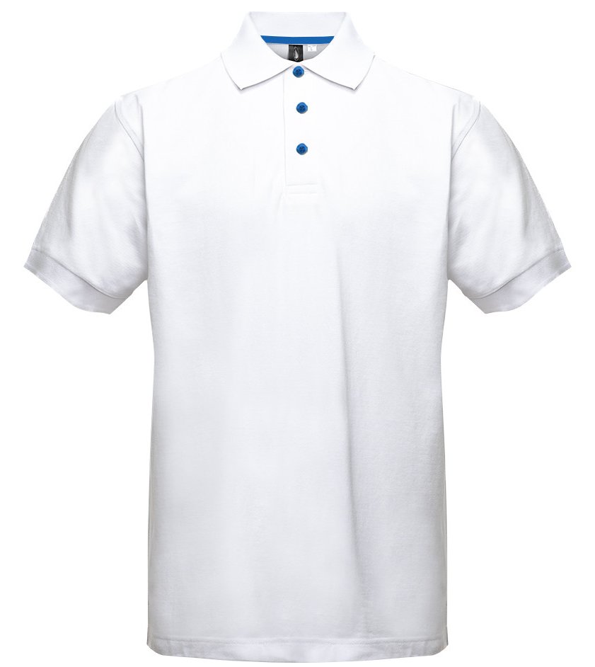 Polo manches courtes boutons contrastés homme  — coloris White / Royal #Couleur_White-/-Royal
