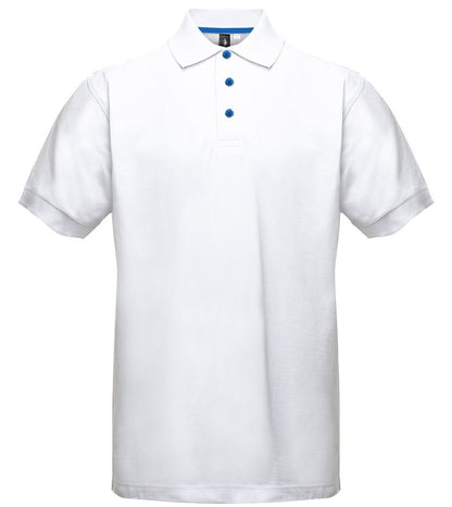 Polo manches courtes boutons contrastés homme  — coloris White / Royal #Couleur_White-/-Royal