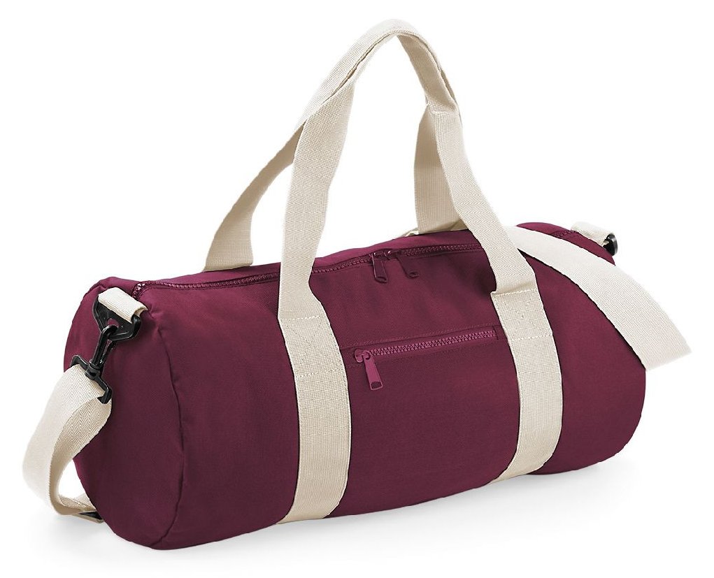 Sac barrel original de voyage contrasté  410 g/m² — coloris Burgundy / Off White #Couleur_Burgundy-/-Off-White