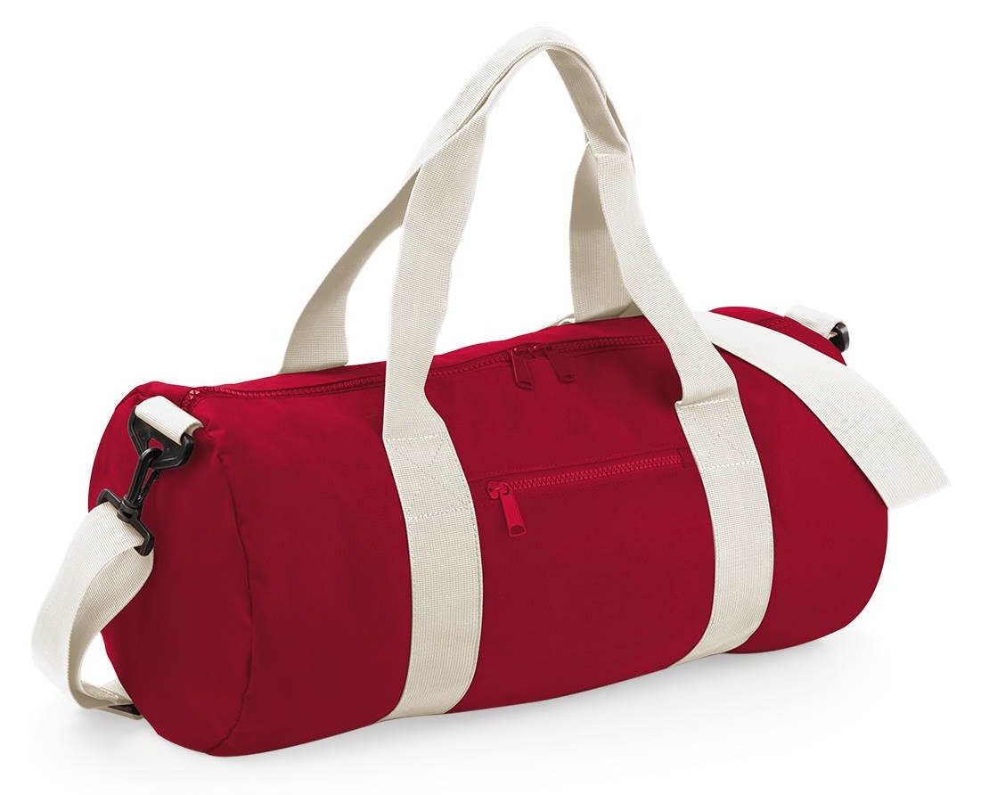 Sac barrel original de voyage contrasté  410 g/m² — coloris Classic Red / Off White #Couleur_Classic-Red-/-Off-White