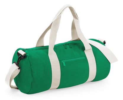 Sac barrel original de voyage contrasté  410 g/m² — coloris Kelly Green / Off White #Couleur_Kelly-Green-/-Off-White