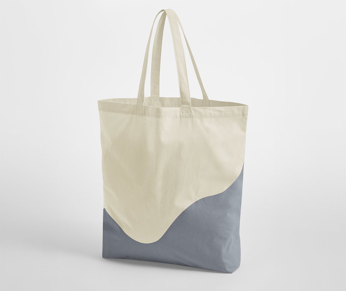 Sac shopping imprimé vague  — coloris Natural / Blue Grey #Couleur_Natural-/-Blue-Grey