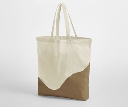 Sac shopping imprimé vague  — coloris Natural / Caramel #Couleur_Natural-/-Caramel
