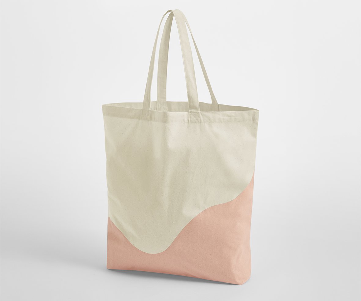 Sac shopping imprimé vague  — coloris Natural / Peach #Couleur_Natural-/-Peach