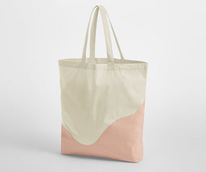 Sac shopping imprimé vague  — coloris Natural / Peach #Couleur_Natural-/-Peach