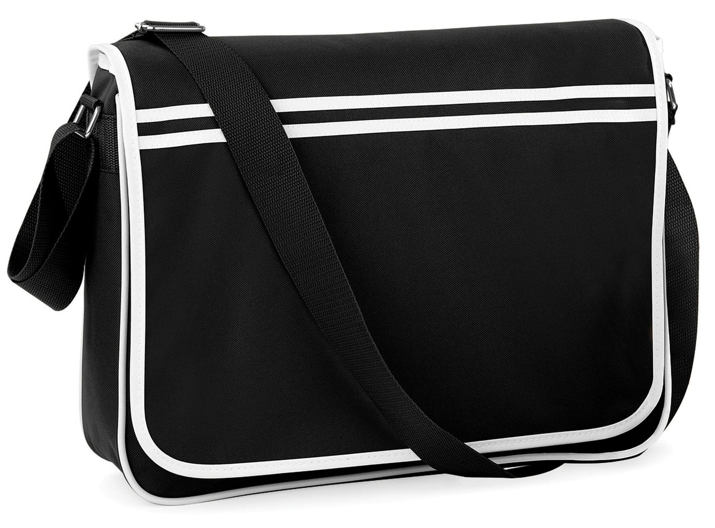 Sacoche messenger style rétro  — coloris Black / White #Couleur_Black-/-White